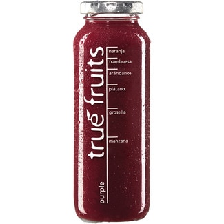 TRUE FRUITS smoothie morado botella 250 ml mora, arándano, grosella, frambuesa, naranja, plátano y manzana