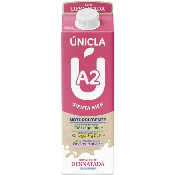 A2 skimmed milk carton 1 l