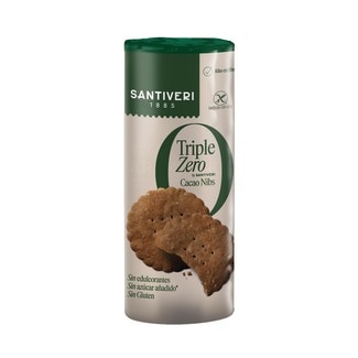 SANTIVERI galletas cacao nibs Triple Zero sin gluten, sin azúcares añadidos ni edulcorantes envase 210 g