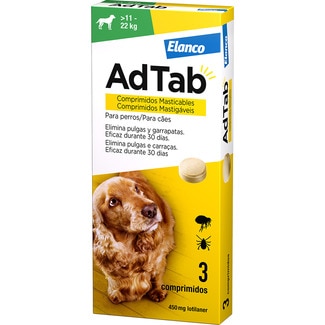 ELANCO Kautabletten gegen Parasiten für kleine Hunde >11-22kg Adtab Behälter 3 Tabletten 450mg