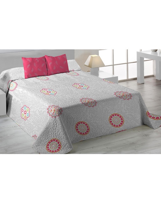Conjunto de copriletto estampado ligero  ideal para entretiempo con dos funda de cuadrante
