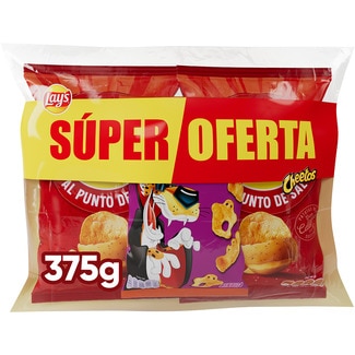 LAY'S patatas fritas al punto de sal pack 2 Tasche 750 g + snack Pandillas sabor a queso bolsa 75 g