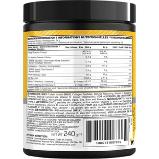 Proteina aislada de suero más colágeno sabor té helado de frutas de verano en polvo bote 240 g - Optimum Nutrition