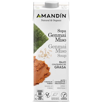 AMANDIN sopa genmai miso ecológica, sin gluten y vegana envase 1 l