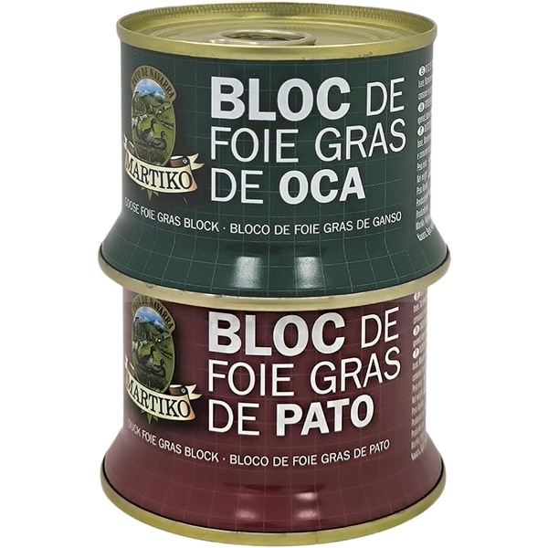 Set mit 1 Block Enten-Foie gras Dose 130 g + 1 Dose Gänse Foie-gras 130 g