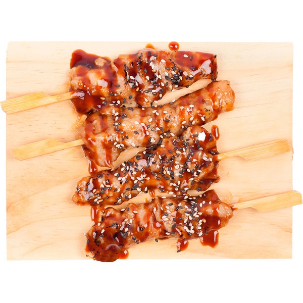 Yakitori chicken skewers with eel sauce and sesame tray 4 pieces