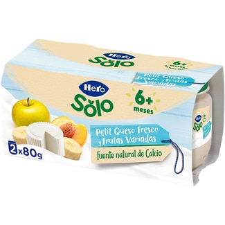 HERO SOLO Petit mit Frischkäse und verschiedenen Früchten ab 6 Monaten 2er-Pack Einmachgläser 80 g ohne Zuckerzusatz