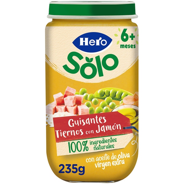 Babyfertiggericht mit zarten Erbsen mit Schinken glutenfrei ab dem 6. Monat Behälter 235 g