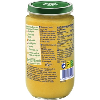 Tarrito de guisantes tiernos con jamón sin gluten desde 6 meses envase 235 g - Hero Solo