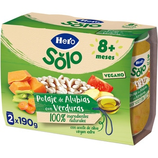 HERO BABY Recetas Caseras tarrito de potaje de alubias y verduritas vegano desde 8 meses envase 380 g