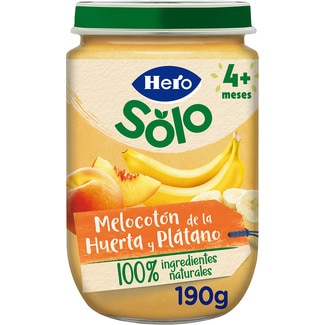 HERO SOLO tarrito de melocotón de la huerta y plátano desde 4 meses tarro 190 g
