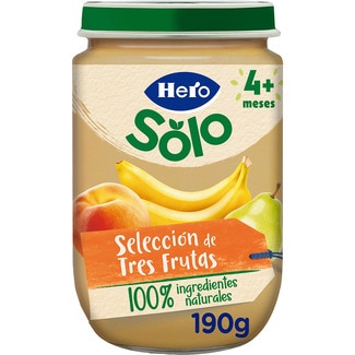 HERO BABY tarrito de selección de tres frutas desde 4 meses tarro 190 g