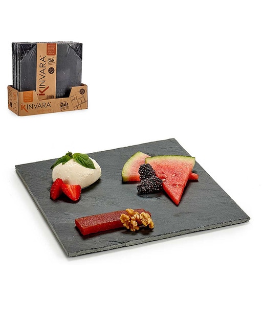 Set de 6 pizarras para aperitivos cuadradas. 25 x 25 cm.
