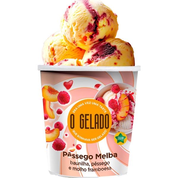 Gelado de Baunilha e Pêssego com Creme de Framboesa copo 460 ml