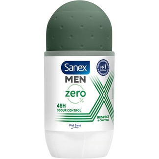 SANEX MEN desodorante roll-on Zero% Respect & Control 48h envase 50 ml 0% alcohol y sales aluminio