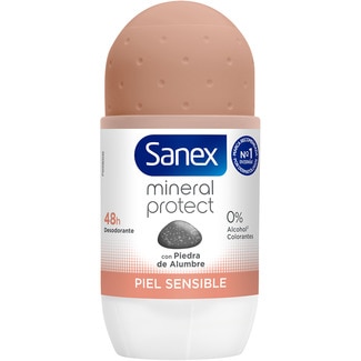 SANEX Roll-on Deo Mineral Protect mit Alaunstein für empfindliche Haut 48h Behälter 50 ml 0% Alkohol und Farbstoffe