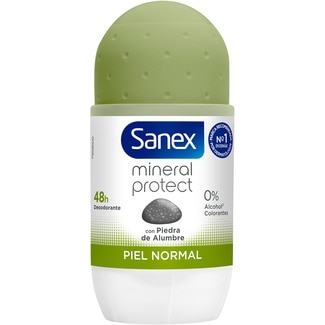 SANEX Roll-on Deo Mineral Protect mit Alaunstein für normale Haut 48h Behälter 50 ml 0% Alkohol und Farbstoffe