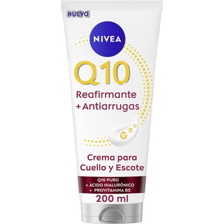 NIVEA Q10 crema para cuello y escote reafirmante + antiarrugas 72h de hidratación tube 200 ml con creatina y provitamina B5
