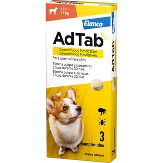 ELANCO Adtab antiparasite chewables for small dogs >5.5-11kg container 3 tablets 225 mg