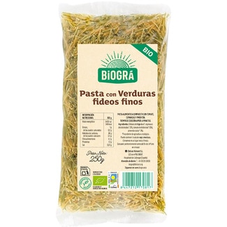 BIOGRA pasta con verduras fideos finos ecológicos envase 250 g