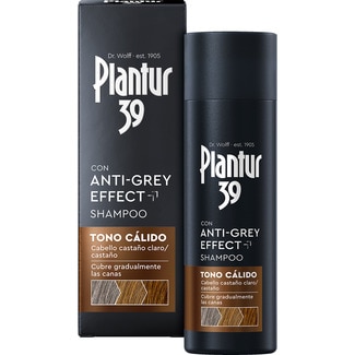 PLANTUR 39 champú Anticaída y Anticanas para mujer tono cálido cabello castaño claro frasco 200 ml cubre gradualmente las canas