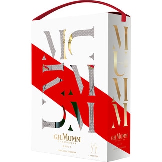 MUMM Grand Cordon brut champagne box bottle 75 cl + 2 wine glasses