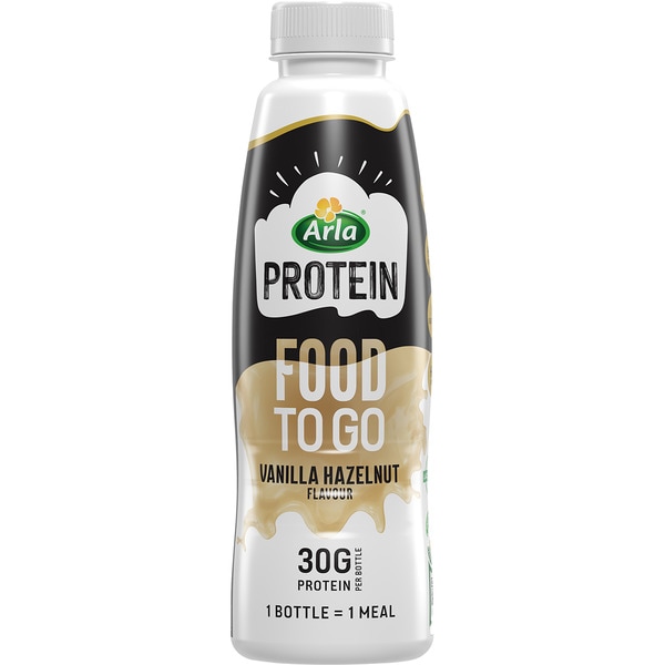 Protein Shake mit Proteinen Vanille und Haselnuss Food To Go Flasche 500 g