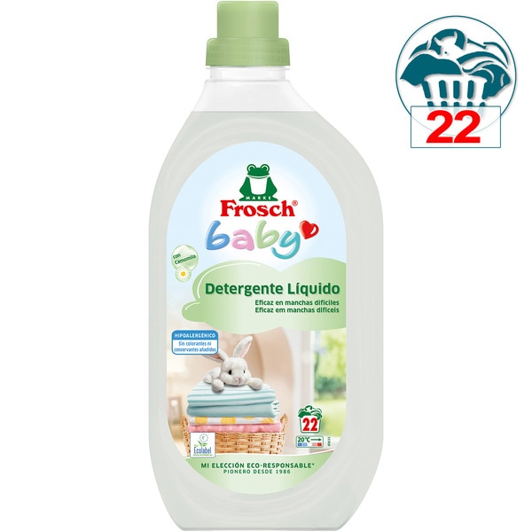 Baby-Flüssigwaschmittel wirksam bei hartnäckigen Flecken, hypoallergen, ohne Farbstoffe Flasche 21 Dosis ohne Konservierungsstoffe