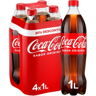 Coca-Cola Refrigerante com Gás Sabor Original  Pack 4 garrafa 1 L