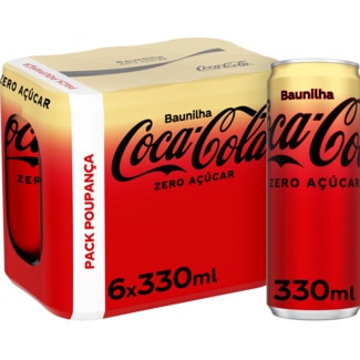 Coca Cola Refrigerante Zero Baunilha Pack 6 unidades lata 33 cl
