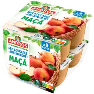 Andros Sobremesa de Fruta de Maçã Pack 8 unidades embalagem 100 g