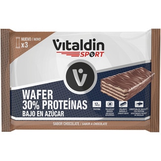 VITALDIN barquillos de chocolate con proteínas bajo en azúcar 3 unidades envase 120 g