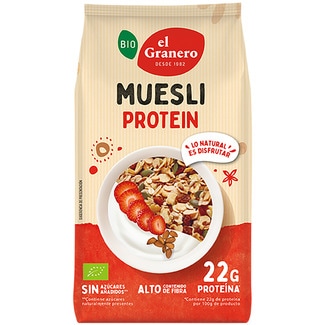 EL GRANERO Bio organic muesli with protein and no added sugar container 375 g