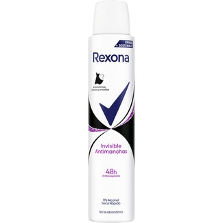 REXONA desodorante invisible antimanchas 48 h antitranspirante 0% alcohol seca rápido spray 200 ml 48h 0% alcohol