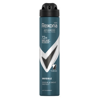 REXONA MEN invisible anti-white marks & yellow stains antiperspirant deodorant spray 200 ml 72 body heat activated