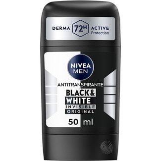 NIVEA MEN desodorante Black and White en stick original 72 h active protection antitranspirante envase 50 ml