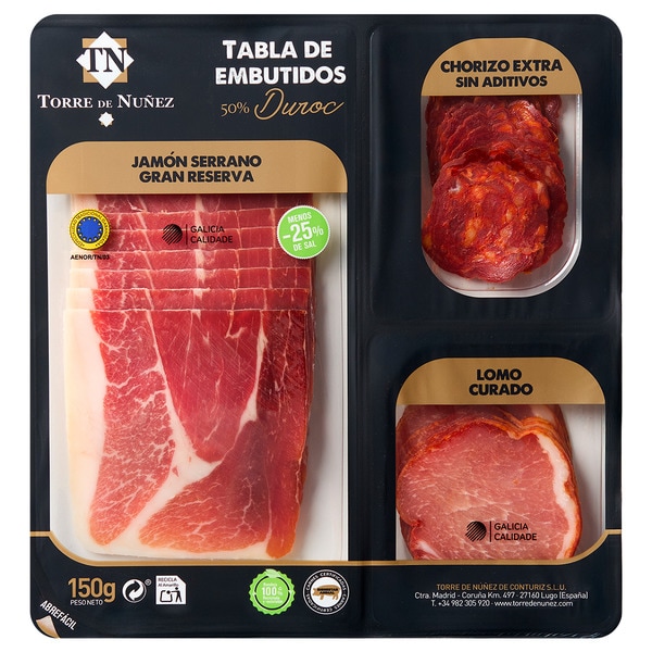Tábua de Enchidos Duroc  (Presunto - Lombo-Chouriço) unidade 150 g