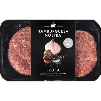 HAMBURGUESA NOSTRA Trufa burger meat con carne de vacuno, trufa y cebolla pochada hechas a mano 2 unidades bandeja 300 g sin gluten