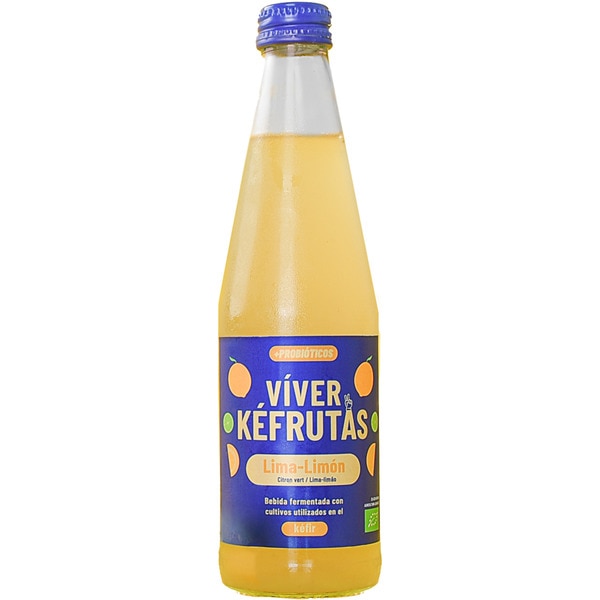 Kefrutas mit Kefirkulturen fermentiertes Probiotika-Bio-Getränk Flasche 330 ml Limetten-Zitronen-Geschmack