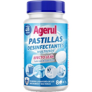 AGERUL desinfectante multiusos efecto lejía elimina la mayoría de microbios y bacterias can 48 tablets for all surfaces