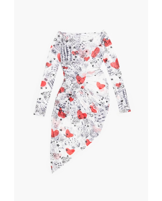 Vestido de mujer ajustado midi print Nickname Heart
