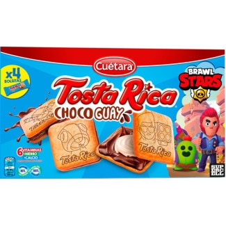 Cuétara Tosta Rica Bolachas Recheadas com Chocolate Guay embalagem 168 g