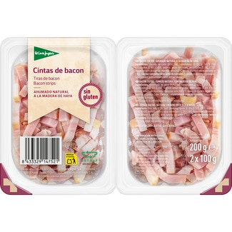 EL CORTE INGLES cintas de bacon sin gluten pack 2 envases 100 g