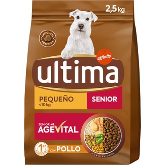 ULTIMA Mini Senior Agevital Trockenfutter für Mini-Senior-Hunde mit Huhn Behälter 2,5 kg