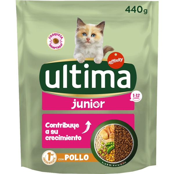 Junior Trockenfutter für Katzenbabys mit Huhn, Reis und Vollkorngetreide Tasche 440 g