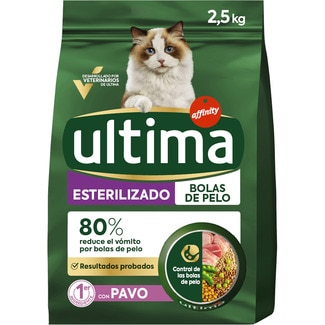 ULTIMA Hairball cat food with turkey for sterilised adult cats bag 2,5 kg