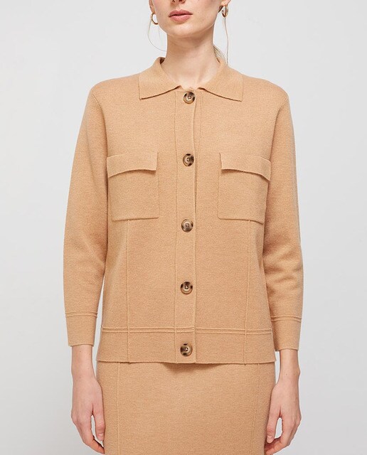 Chaqueta de mujer cuello camisero punto milano