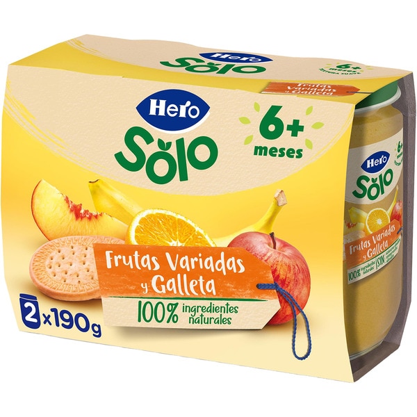 Merienda Gläschen gemischtes Obst und Keks ab 6 Monate 2er-Pack Verpackungen 190 g