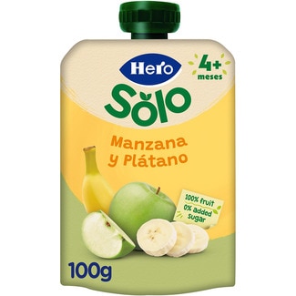 HERO SOLO bolsita de manzana y plátano sin gluten desde 4 meses 100 g