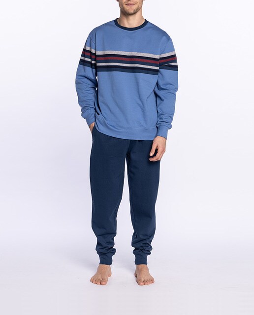 Pijama punto de hombre cuello caja